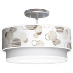 Circle Double Tiered Pendant - Brushed Nickel / Brown