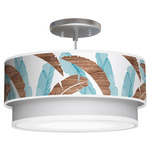 Banana Double Tiered Pendant - Brushed Nickel / Blue