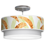 Banana Double Tiered Pendant - Brushed Nickel / Green