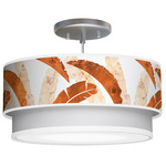 Banana Double Tiered Pendant - Brushed Nickel / Brown