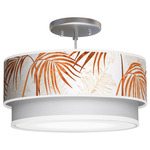 Palm Double Tiered Pendant - Brushed Nickel / Brown