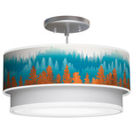 Treescape Double Tiered Pendant - Brushed Nickel / Blue