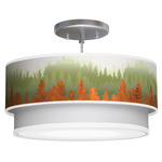 Treescape Double Tiered Pendant - Brushed Nickel / Green