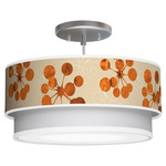 Bubble Double Tiered Pendant - Brushed Nickel / Beige