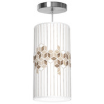 Cube Column Pendant - Brushed Nickel / Brown