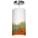Treescape Column Pendant - Brushed Nickel / Green
