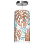 Monstera Column Pendant - Brushed Nickel / Blue