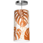 Monstera Column Pendant - Brushed Nickel / Brown