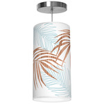 Palm Column Pendant - Brushed Nickel / Blue