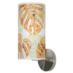 Monstera Column Wall Sconce - Brushed Nickel / Green