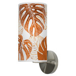 Monstera Column Wall Sconce - Brushed Nickel / Wood