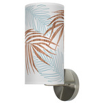Palm Column Wall Sconce - Brushed Nickel / Blue