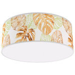 Monstera Drum Ceiling Light - White / Green