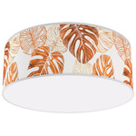 Monstera Drum Ceiling Light - White / Brown