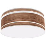 Band Drum Ceiling Light - Brushed Nickel / Walnut / Linen