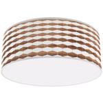 Weave Drum Ceiling Light - White / Walnut / Linen