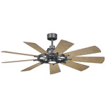 Gentry Ceiling Fan with Light - Anvil Iron / Distressed Antique Gray / Walnut