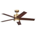 Brahm Ceiling Fan with Light - Natural Brass / Walnut / White