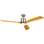 Ridley II Ceiling Fan with Light - Brushed Stainless Steel / Medium Oak