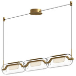 Hilo Linear Pendant - Brushed Gold / Clear / Gold