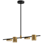 Jayden Linear Pendant - Black / Brushed Gold / Frosted