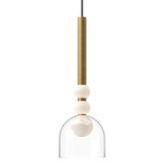 Rise Dome Pendant - Brushed Gold / Clear / White