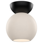 Arcadia Semi Flush Ceiling Light - Black / Opal / Black