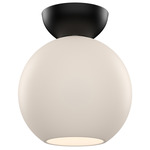 Arcadia Semi Flush Ceiling Light - Black / Opal / Black