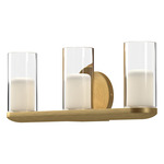Birch Bathroom Vanity Light - Brushed Gold / Clear / White
