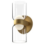 Cedar Double Wall Sconce - Brushed Gold / Frost / Clear