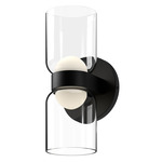 Cedar Double Wall Sconce - Black / Frost / Clear