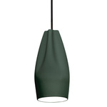 Pleat Box Narrow Pendant - Dark Green / White