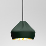 Pleat Box Pendant - Dark Green / Dark Green / Gold