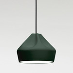 Pleat Box Pendant - Dark Green / Dark Green / White
