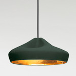 Pleat Box Pendant - Dark Green / Dark Green / Gold