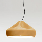 Pleat Box Pendant - White / Ocher / White