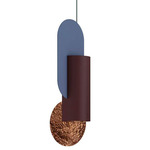 Suprematic Pendant - Sangria / Pigeon Blue / Hammered Copper