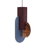 Suprematic Pendant - Sangria / Pigeon Blue / Hammered Copper