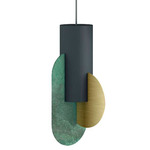 Suprematic Pendant - Ocean Green / Oxidized Copper / Brass