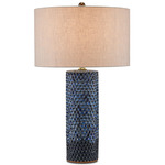 Polka Dot Table Lamp - Blue / Natural