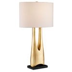 La Porta Table Lamp - Contemporary Gold Leaf/ Black / Off White