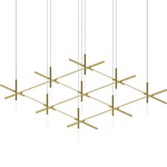 Labyrinth Square Chandelier - Painted Brass / White