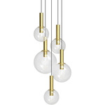 Bubbles Multi Light Pendant - Satin Brass / Clear