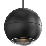 Hemisphere Pendant - Textured Black / Clear