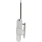 Megalith Stone Cord Hung Pendant - Brushed Bronze / Spanish Alabaster