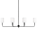 Foxdale Linear Chandelier - Midnight Black / White Linen