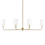 Foxdale Linear Chandelier - Satin Brass / White Linen