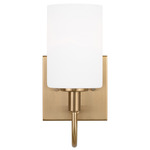 Oak Moore Wall Light - Satin Brass / Etched Glass