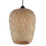 Tulum Pendant - Black / Bamboo Wicker