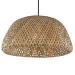 Tulum Dome Pendant - Black / Bamboo Wicker